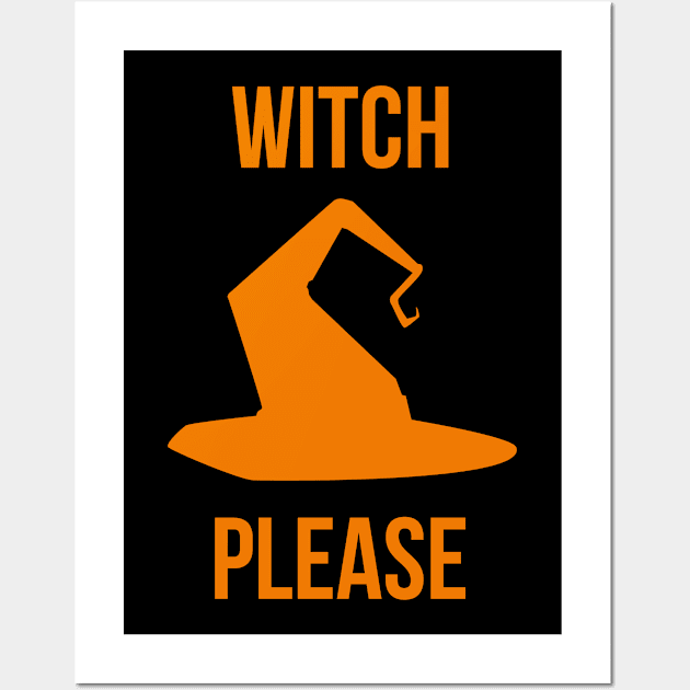 Witch Please Halloween Fly On A Broom Wall Art by at85productions